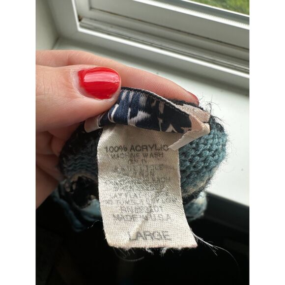 Vintage MKM Women's Chevron Knit Long Sleeve Mid Length Cardigan Sweater Size L - Picture 8 of 8